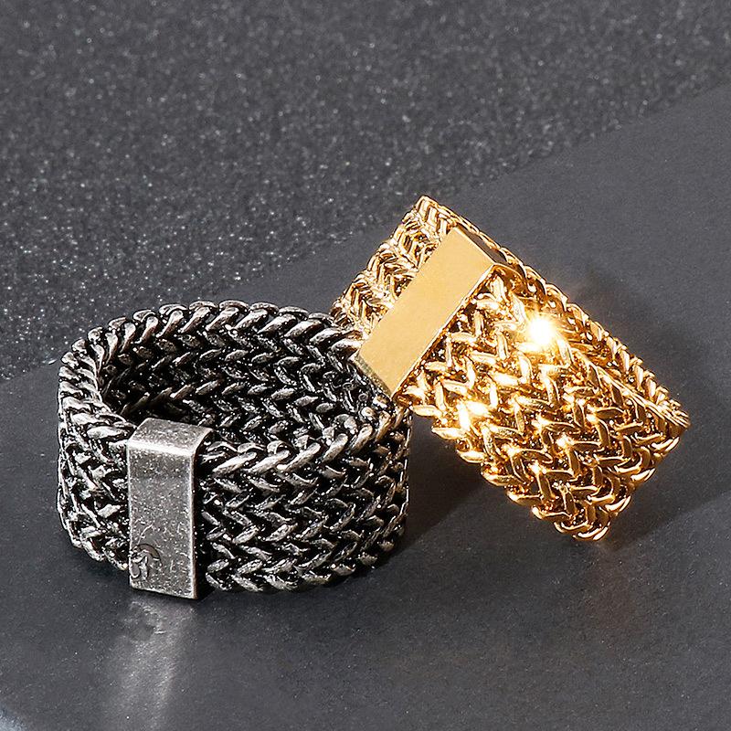 Personalized Stainless Steel Jewelry, Pop Rock Hip Hop Four-Row Keel Titanium Steel Men'S Ring