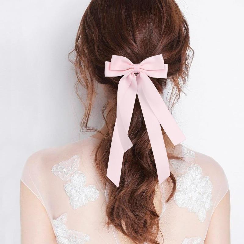 Fabric Ribbon Bow Hairpin For Women Girls Hair Clips Solid Color Bow Hair Accessories