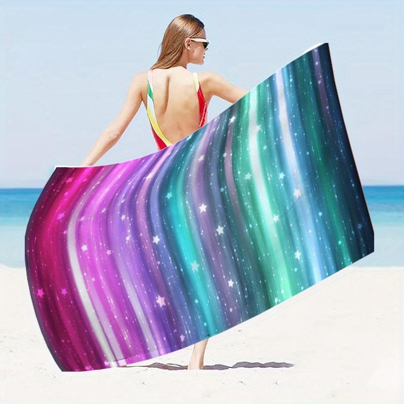 Vibrant Rainbow Star Gradient Beach Towel Sarong Bath Mat Summer Pool Wear Tropical Beach Decor Home Gift Idea