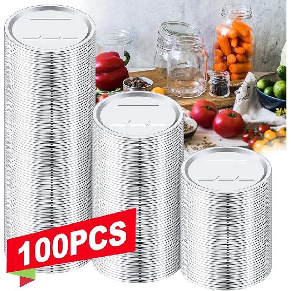 200 PCS Canning Lids Regular Mouth,2.76in Regular Mouth Mason Jar Lids,Ball Jar with Lids with Leak proof Airtight Seal Rust Proof Split,Regular 70MM Regular Mouth - 100P