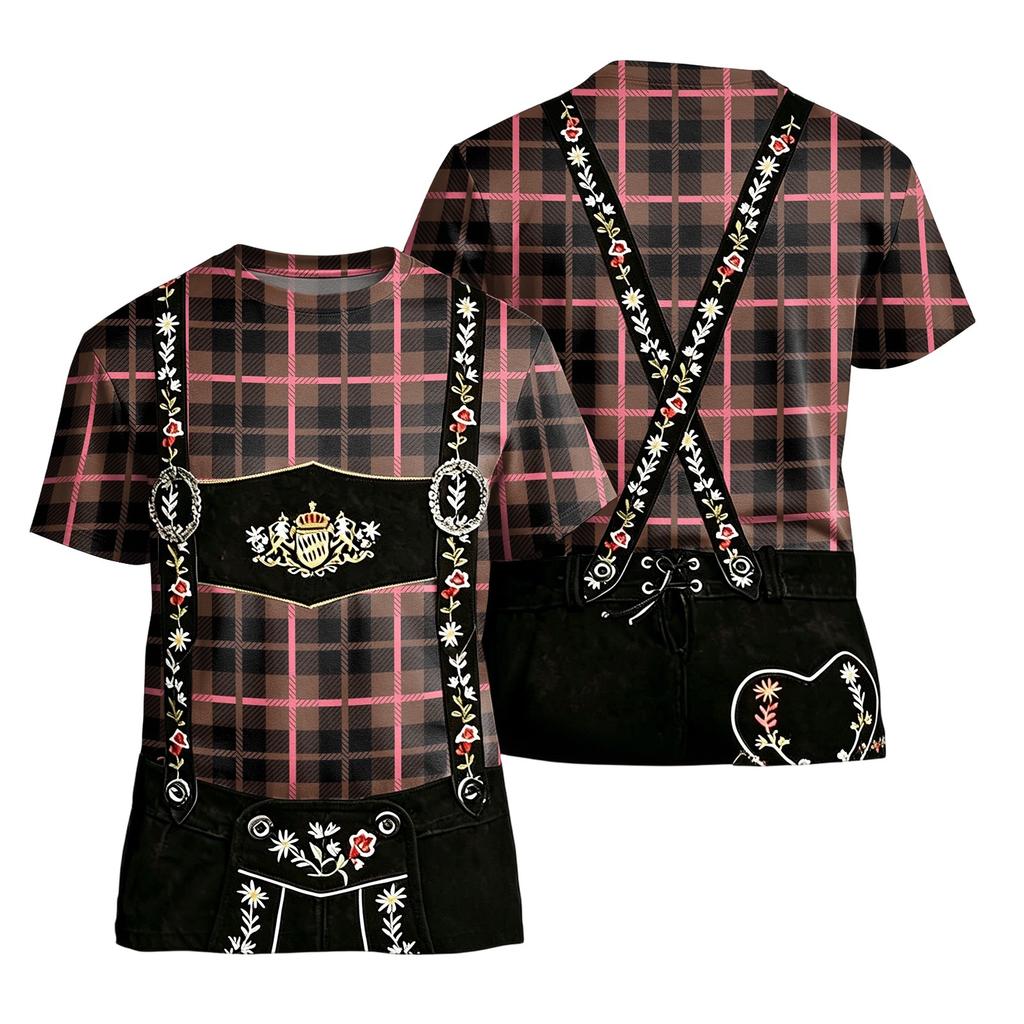 Men’s Oktoberfest Vintage Pattern Short Sleeve T Shirt Loose Fit Casual Summer Daily Top Retro Printed Design