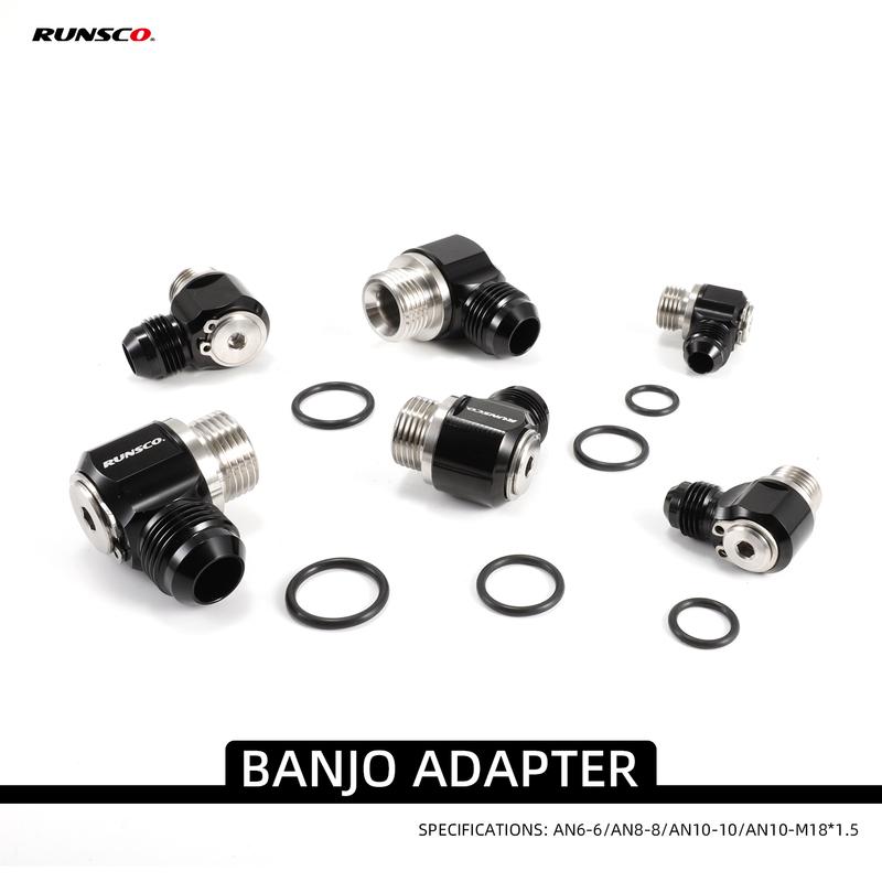 Turbo Brake Hose Fittings 6AN 8AN 10AN for Motorcycle & Automotive Stainless Steel Adapter Black Bolt Ring AN6-6