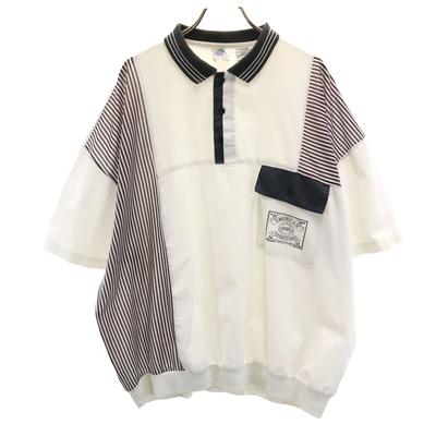 NOVA FAST anos 00 Polo de manga curta Velha XL Branco x preto Masculina Usada