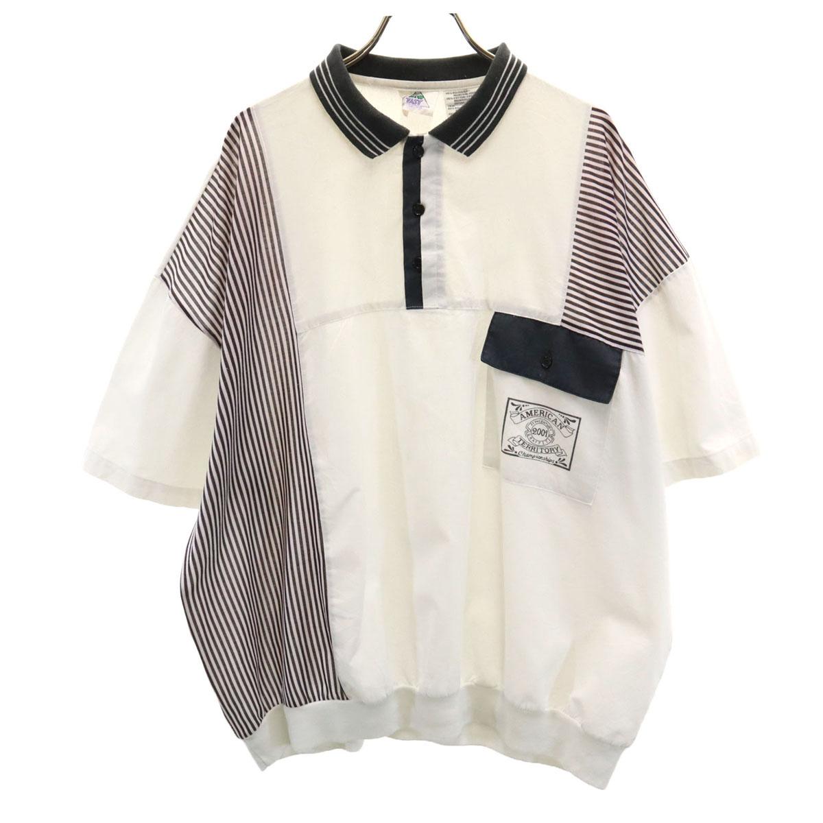 

НОВАЯ БЫСТРАЯ 00-х Старая Футболка поло с коротким рукавом XL Белая с черным Мужская Б/У