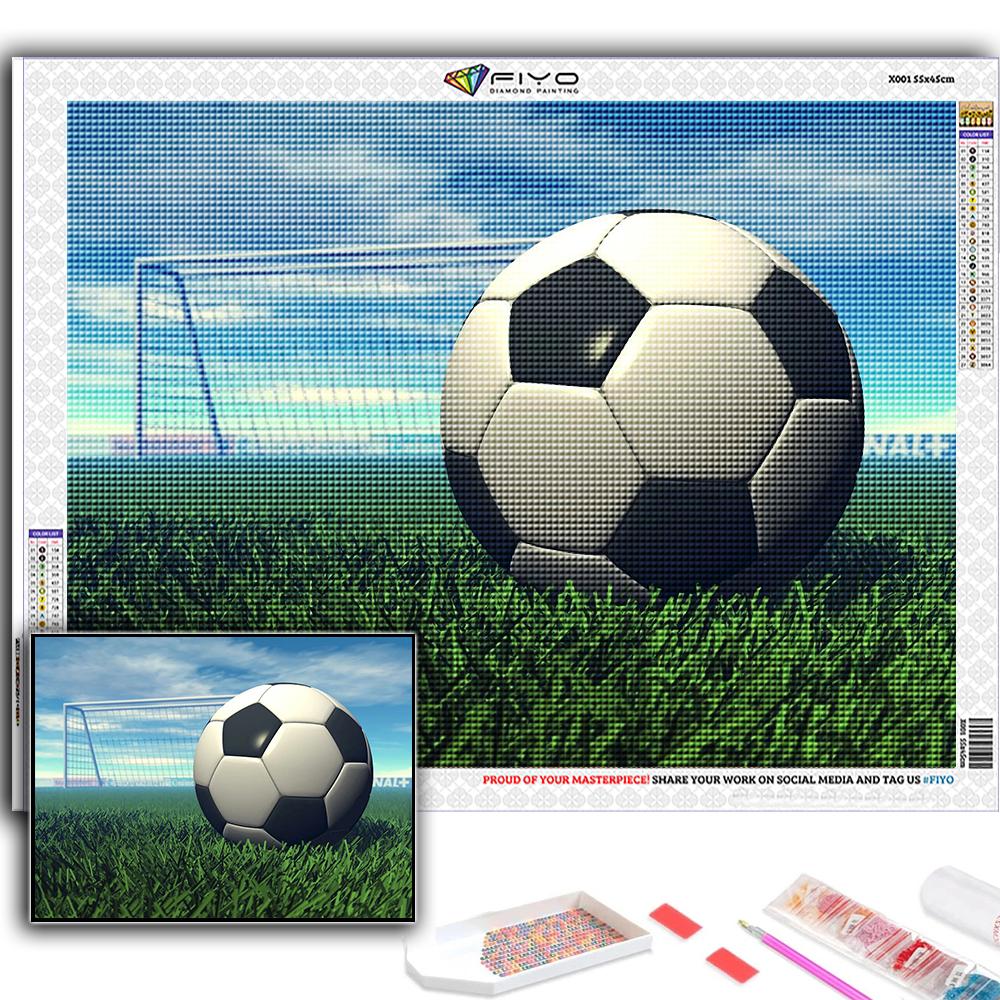 YSCOLOR Diamond Painting 5D Pieno Tondo 30x30 Cm - Kit Fai Da Te Con Tela, Strass E Strumenti, Calcio