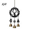 Creative Holiday Soft Furnishings Christmas Wind Chime with Metal Bells, Vintage Santa/Snowman/Deer/Bell/Wreath Iron Durable Festival Gifts