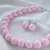 2Pcs Bohemian Colorful Bead Jewelry Set Adjustable Choker Necklace Earrings for Women Music Festival Accessory