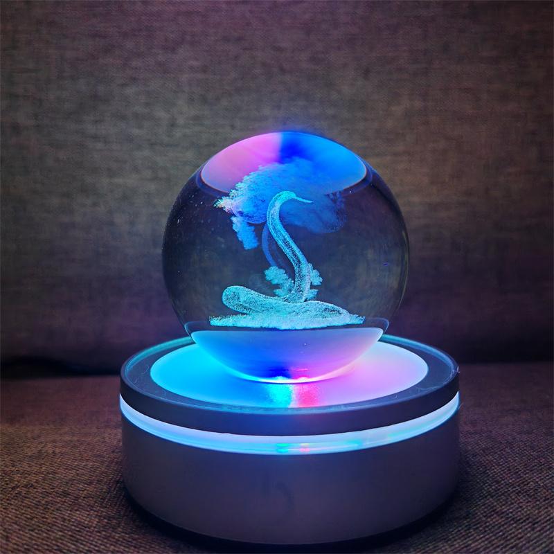 Veilleuse boule de cristal lumineuse planète galaxie astronaute 3D RVB lune lampe de table lampe d'ambiance décorations de table cadeaux pour enfants