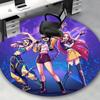 1pc Anime Cartoon Design Round Carpet  Office Chair Mat with Colorful Floral Patterns for Home Decor, Seasonal Gift, Suitable for Office