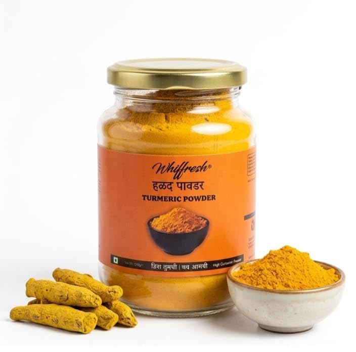 

WHIFFRESH Turmeric Powder | 100% Pure | High Curcumin | Anti-Inflammatory & Antioxidant Benefits | No Preservatives | No Added Colours |100% Natu
