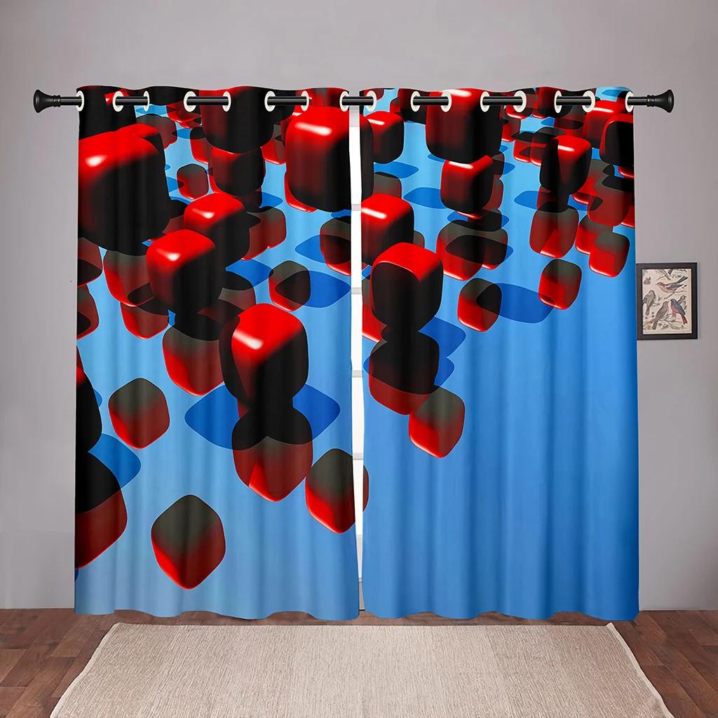 High Shading Thick Solid Cubes Blok Colorful Window Curtain Bedroom Living Room Bathroom Kicthen Door Hall Home Hook Blackout For Made Of Polyester