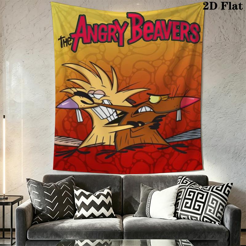 The Angry Beavers Wall Tapestry Aesthetic Wall Hanging Printed Fabric Blanket Decorative Tapestries for Bedroom Living Room Home Decor