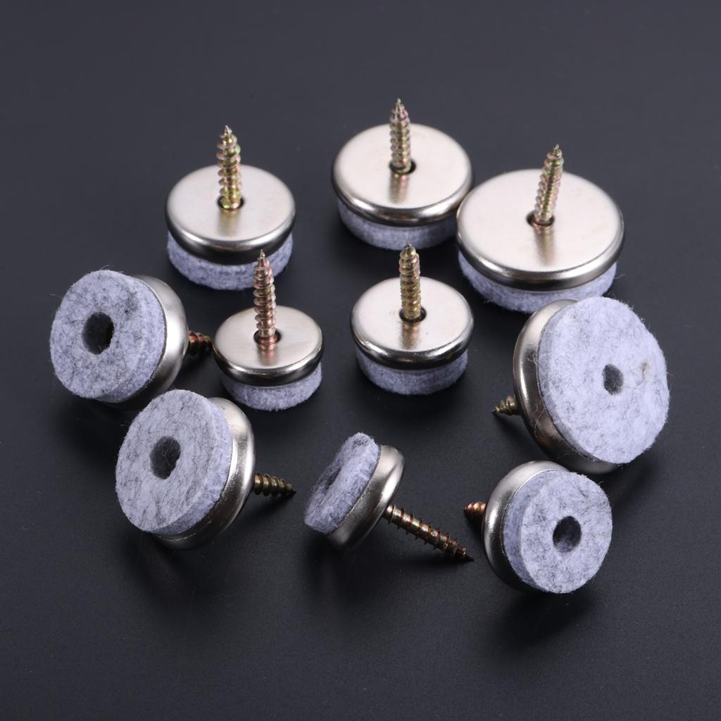 10Pcs Gray Furniture Felt Gliders Screw-On Felt Pads For Wooden Floors Home Chair Gliders Floor Protector Pad 18/20/22/24/28mm