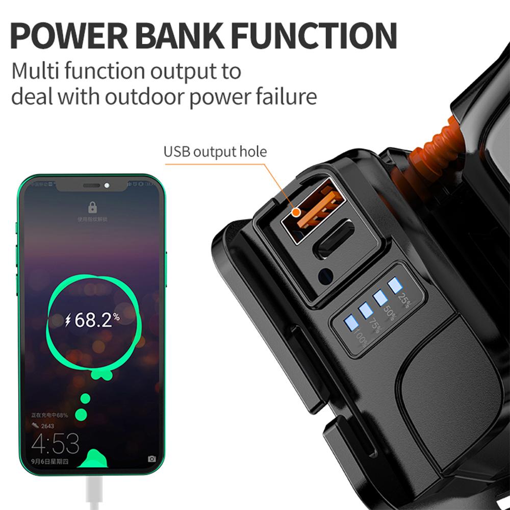 New Powerful LED Headlamp Type-C Rechargeable Headlight Fishing Outdoor Camping Head Lamp Built In 4000mAh Li-Battery Flashlight