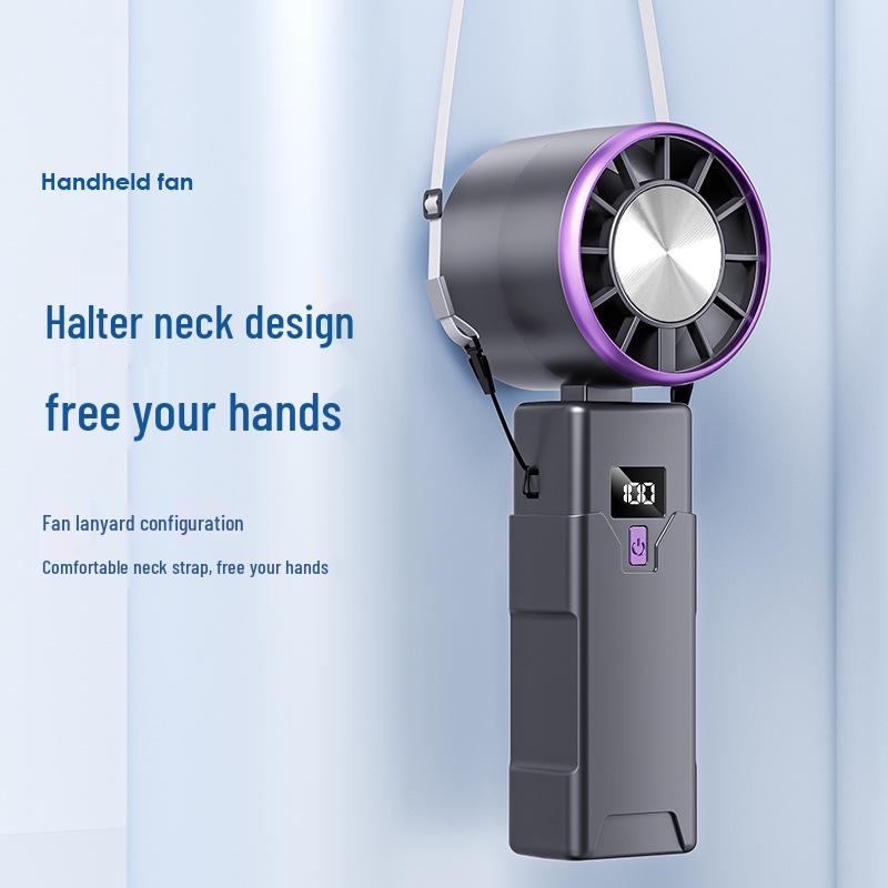 Portable High-Speed Handheld & Desktop USB Charging Fan with Digital Display and Long Battery Life