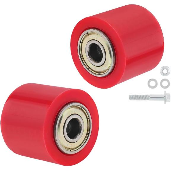 2Pcs 8mm Chain Tensioner Guide Wheel, Drive Pulley Roller for Motorcycle | Pre-installed 608Z Bearings, No Assembly Needed. Rubber + Steel