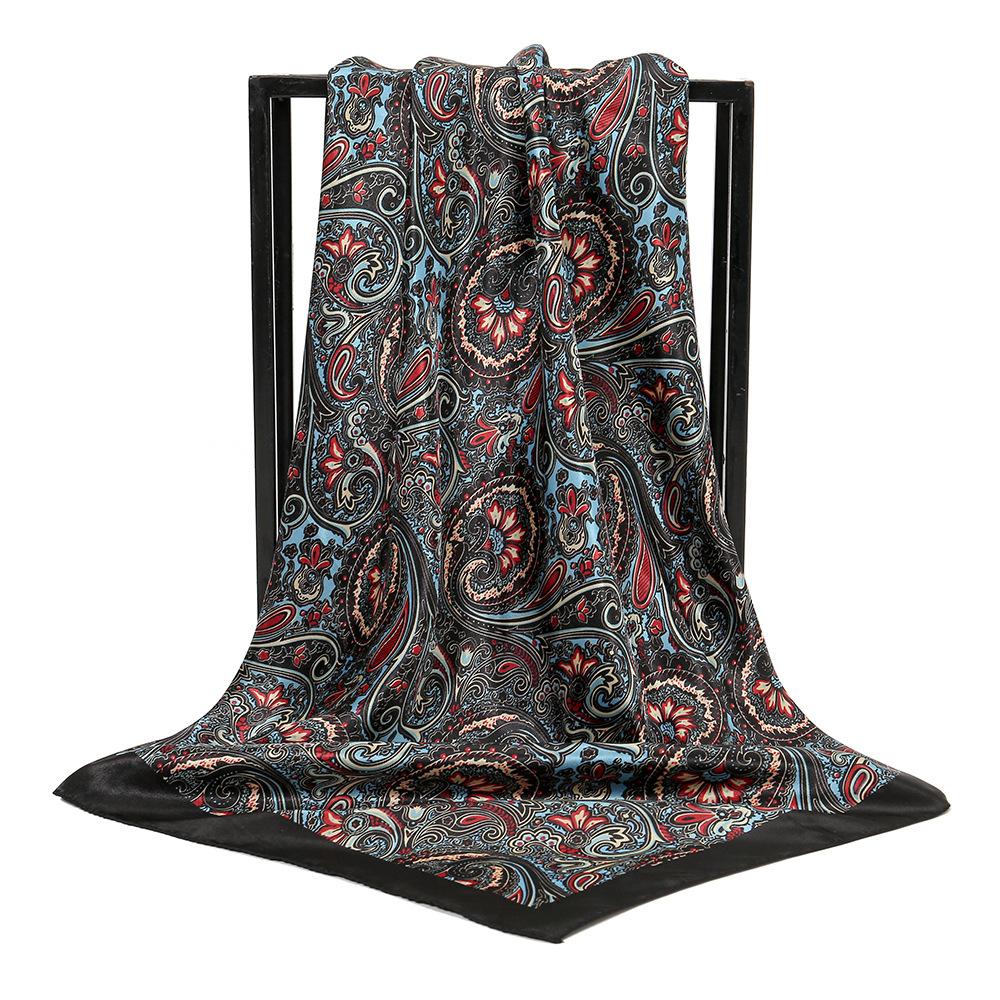 Silk Shawl Square Scarf For Women Print Headband Foulard Satin Hijab Hair Bands Neckerchief Female Head Wraps Bandana