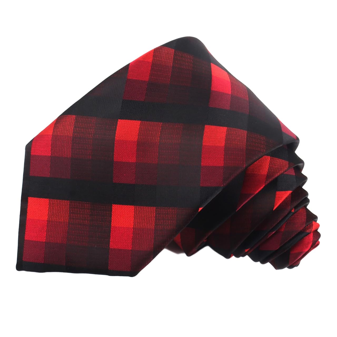 [Buzz Selection] Men s Checkered Necktie, BusinessCasual Style, Washable, Polyester, AC420 (Red)