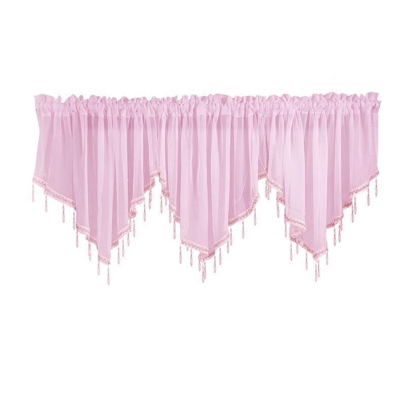 Sheer Triangle Valance Curtain Rod Pocket Kitchen Window Tulle Drapes Light Filtering Polyester Decorative Scarf for Windows