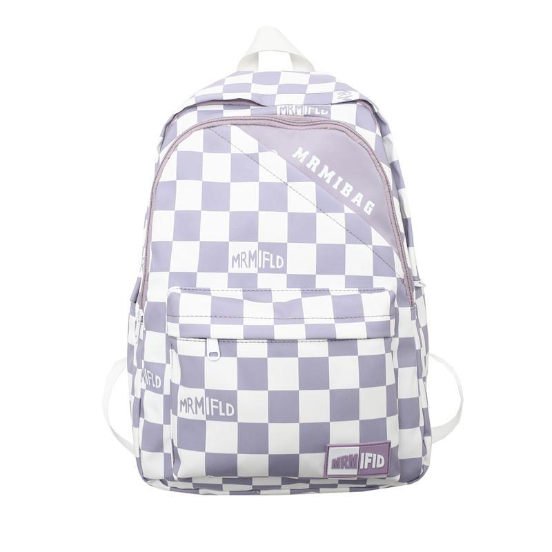 Student Backpack Women's Fashion Checkerboard Japanese Campus Backpack Large Capacity Waterproof Schoolbag Trend