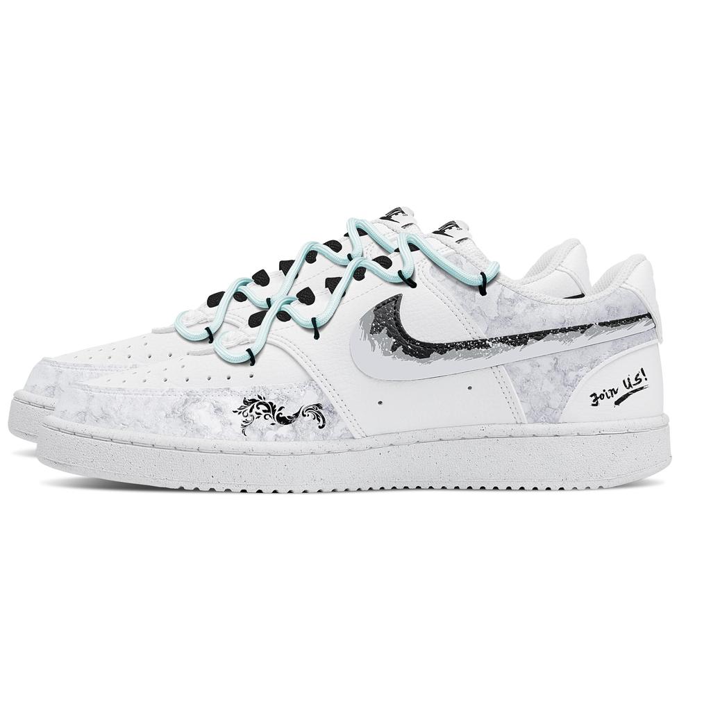 Nike Court Vision 1 Pattern Slip Resistant Low top Skateboard Shoes Men's White Gray DH2987-101(Team773-)