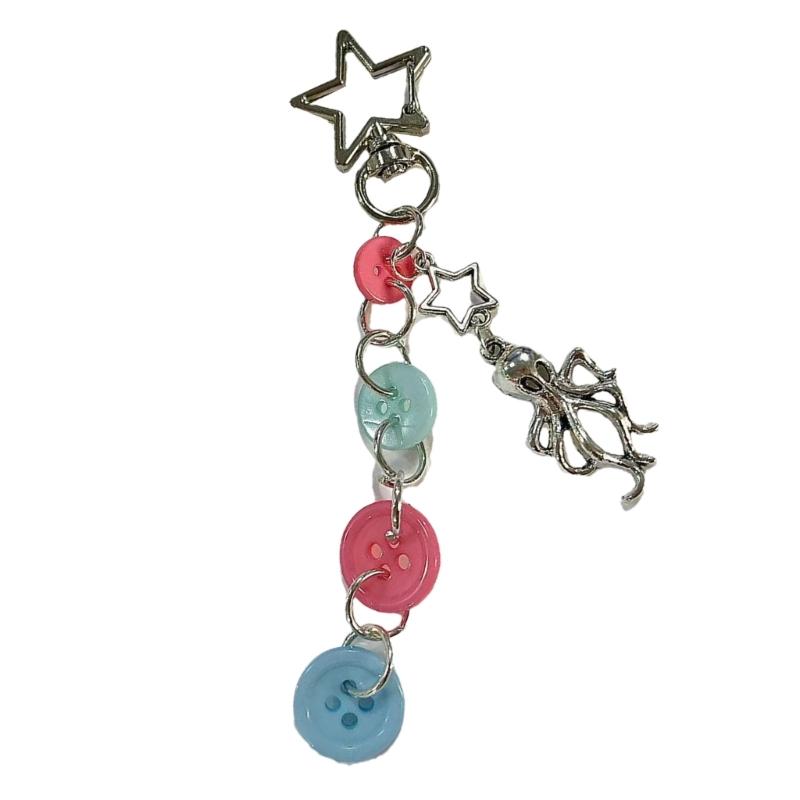 Eye Catching Jellyfish Octopus Keychain Pendant Beaded Keyring Bag Decoration Fashionable Ornament for Women and Kids