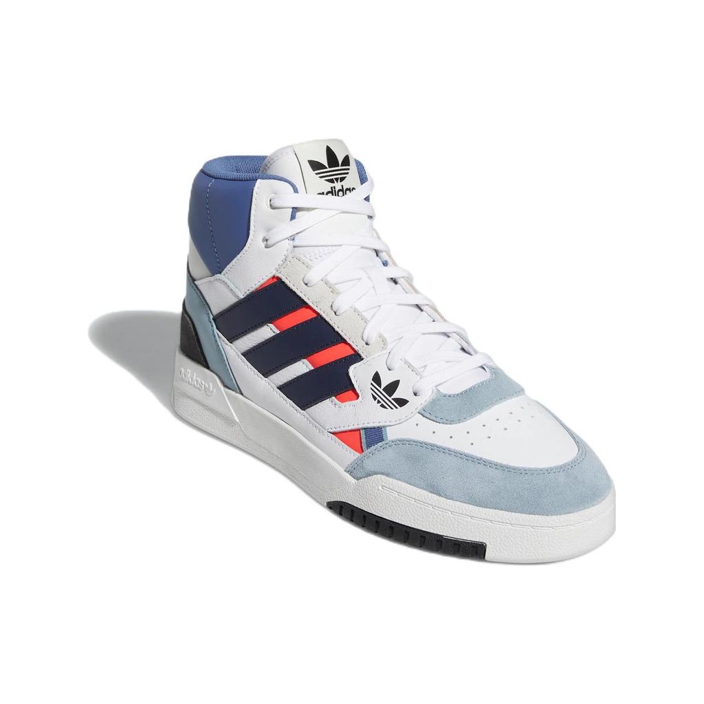 Adidas Originals Drop Step Fabric Synthetic Leather Slip Resistant Durable High Top Skate Shoes Unisex Skate Shoes White Blue GV9448