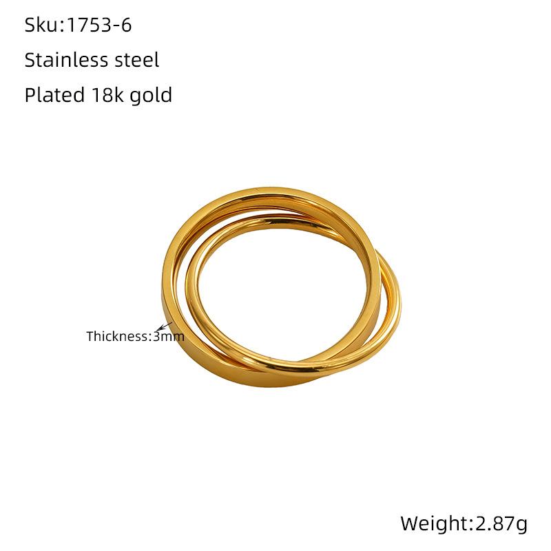 Stainless steel Korean version double-layer ring interlocking ring set fashionable titanium steel jewelry women