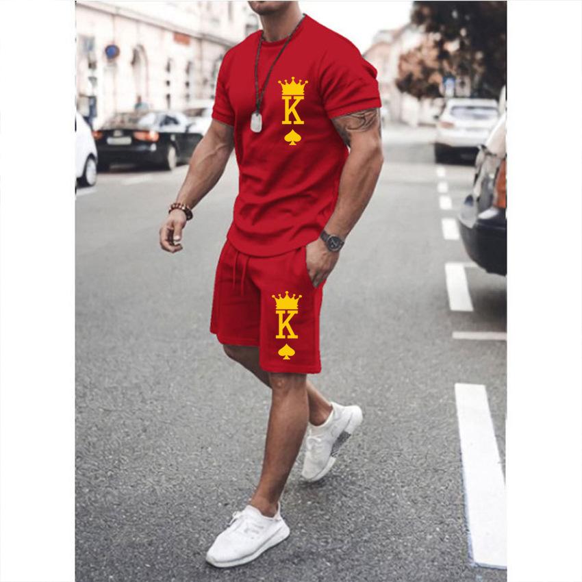 Seturi de tricouri de vară pentru bărbați Litera K 3D Print Trening Tricouri Pantaloni scurți 2 bucăți Fashion Streetwear Costume supradimensionate pentru copii Îmbrăcăminte sport