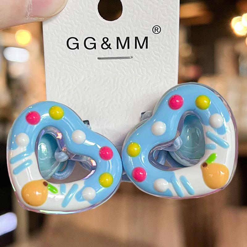 2PCS Color Hand Drawn Graffiti Heart Shape Princess Headwear Kids Elastic Hair Bands Children Hair Ropes Girls Hair Accessories