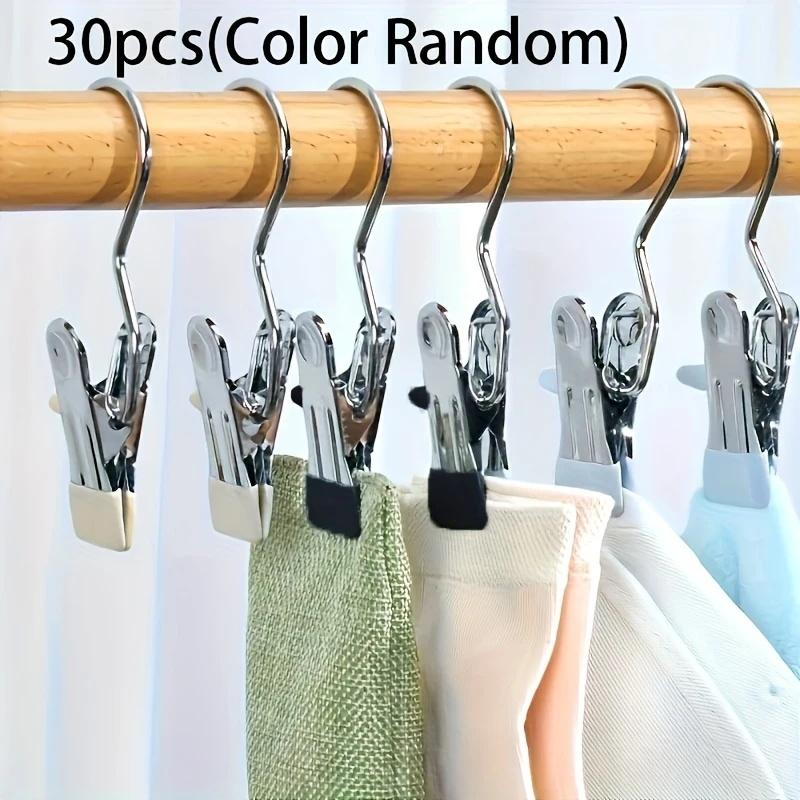 

30pcs Stainless Steel Space-Saving Hanger Clips - Versatile Organizer for Hats, Shoes, Pants | Durable & Portable