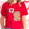 Love Heart Capybara Female Clothing Casual Tshirt Women Summer Harajuku Shirts Cute Graphic Tops Fashion Valentines Day Tees