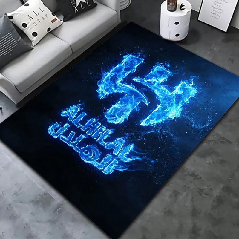 Tappeto Al-Hilal Saudi FC per Soggiorno Camera da Letto Casa Decorazione Divano, Tappetino Antiscivolo per Giochi Bambini