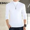 T-shirt en coton à manches longues et col semi-haut style coréen pour homme