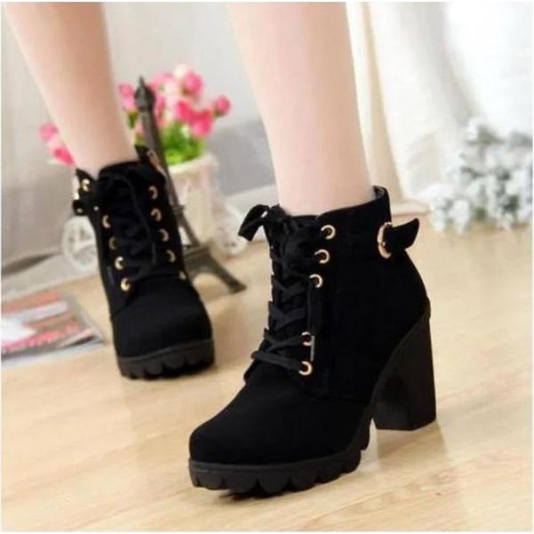 Women High Heeled Ankle Boots Ladies Autumn Winter Womens Shoes High Heels 8.5cm Female Boot Botas De Mujer Plus Size