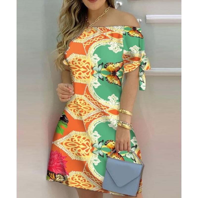 Women's Casual Fashion Home Gradient One Shoulder Dress