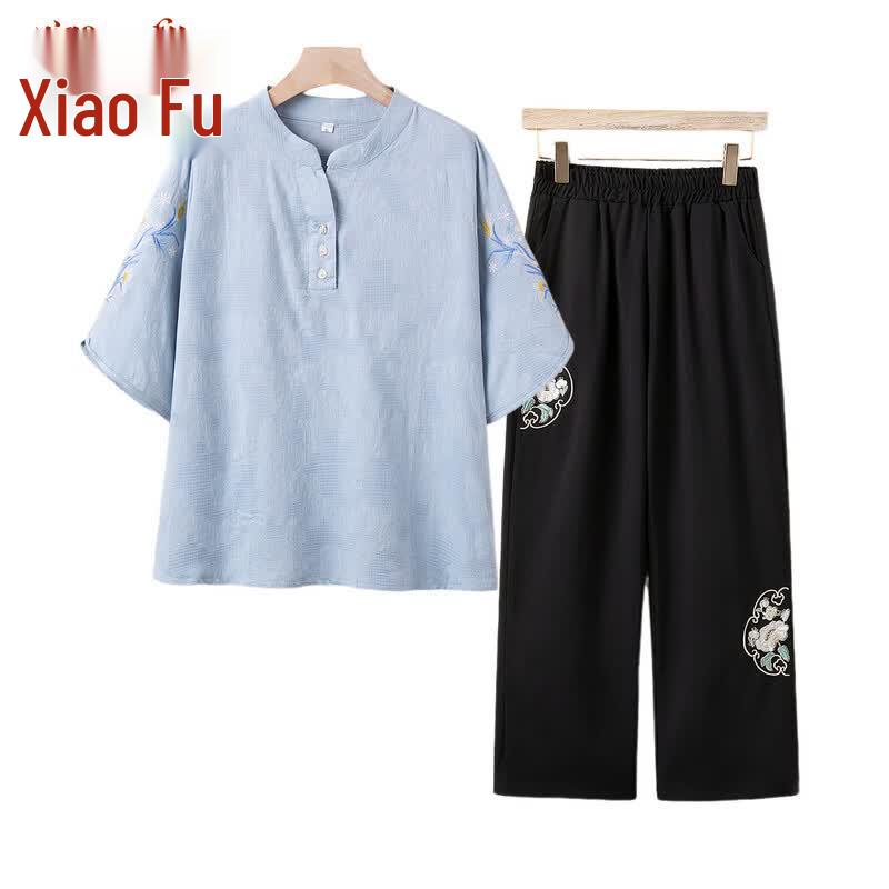 

Xiaofu Women s Embroidered Summer Two-Piece Set XL