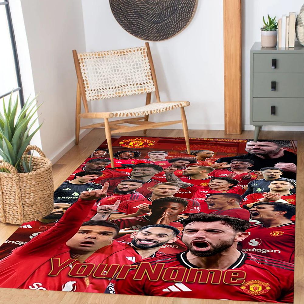 Manchester Customizable Name Carpet Perfect for Entryway Balcony Game Room Hallway Antislip Carpet Decorate Offices Birthday/Christmas Gift