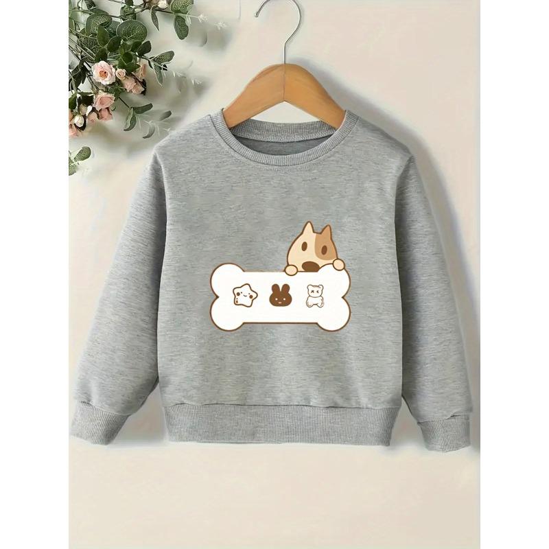 Kids Sweatshirt Cute Print Pattern Easy Sweet Baby Spring Lightweight Round Neck Sweatshirt