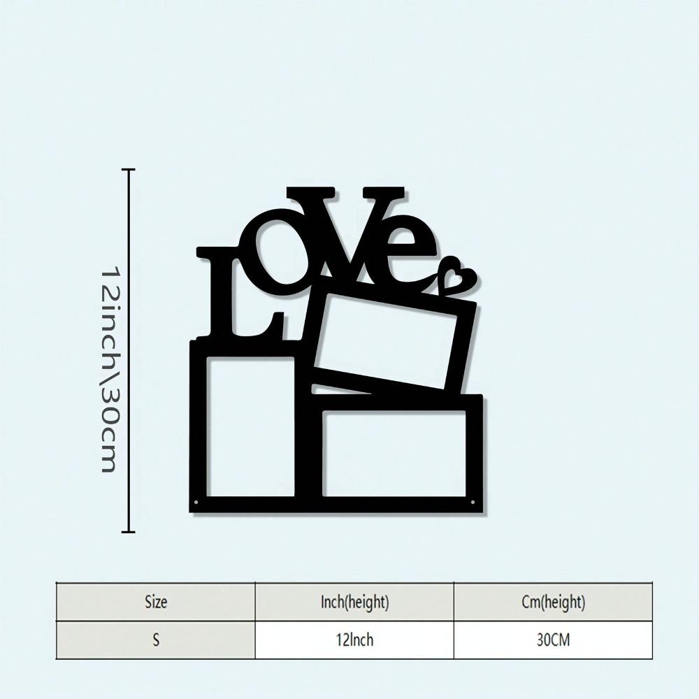 Metal Love Heart Wall Art Black Powder Coated Iron Retro Home Decor Gift