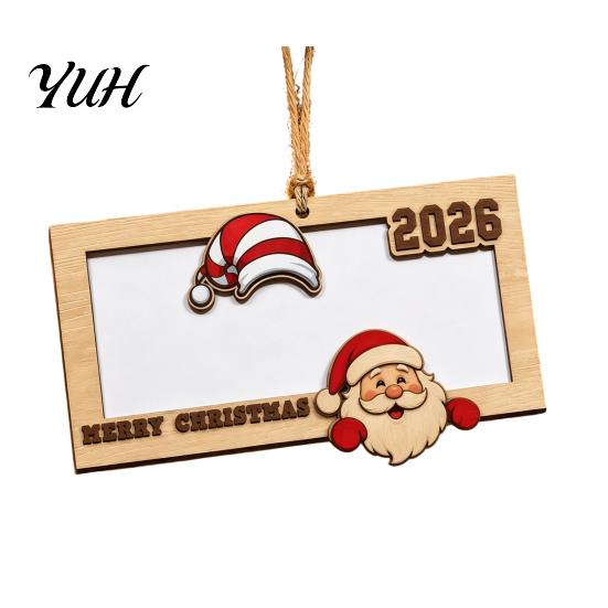 Reusable Christmas Money Clip Wooden Holder, Personalized Cash Gift Wallet with Santa Creative Present Holder Design, Tree Hanging Ornament,