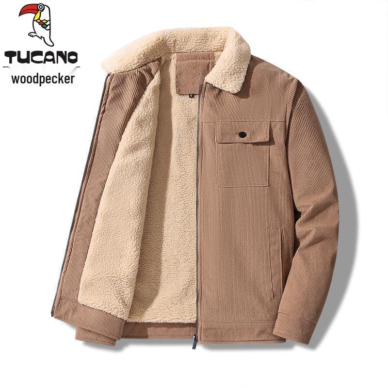 Men s Winter Corduroy Cotton Jacket with Lambswool – Retro Workwear for Middle-aged & Elderly 4XL for 175–190 jin