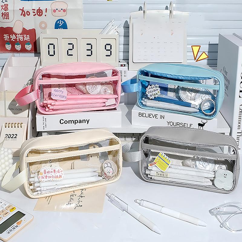 Transparente, große Kapazitäts-Bleistifttasche, Ins-Style-Schulmäppchen, Schreibwarenhalter