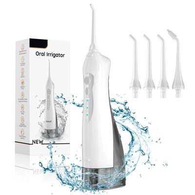 Portable Oral Irrigator IPX7 Dental Water Flosser USB Rechargeable Water Jet Floss Tooth Pick 4 Jet Tip 300ml 3 Modes Teeth Clean