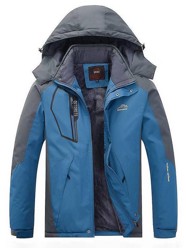 Men's Winter Fleece-Lined Windbreaker: Outdoor Windproof Warm Cotton Jacket, Plus Size for Mountaineering and Fishing.