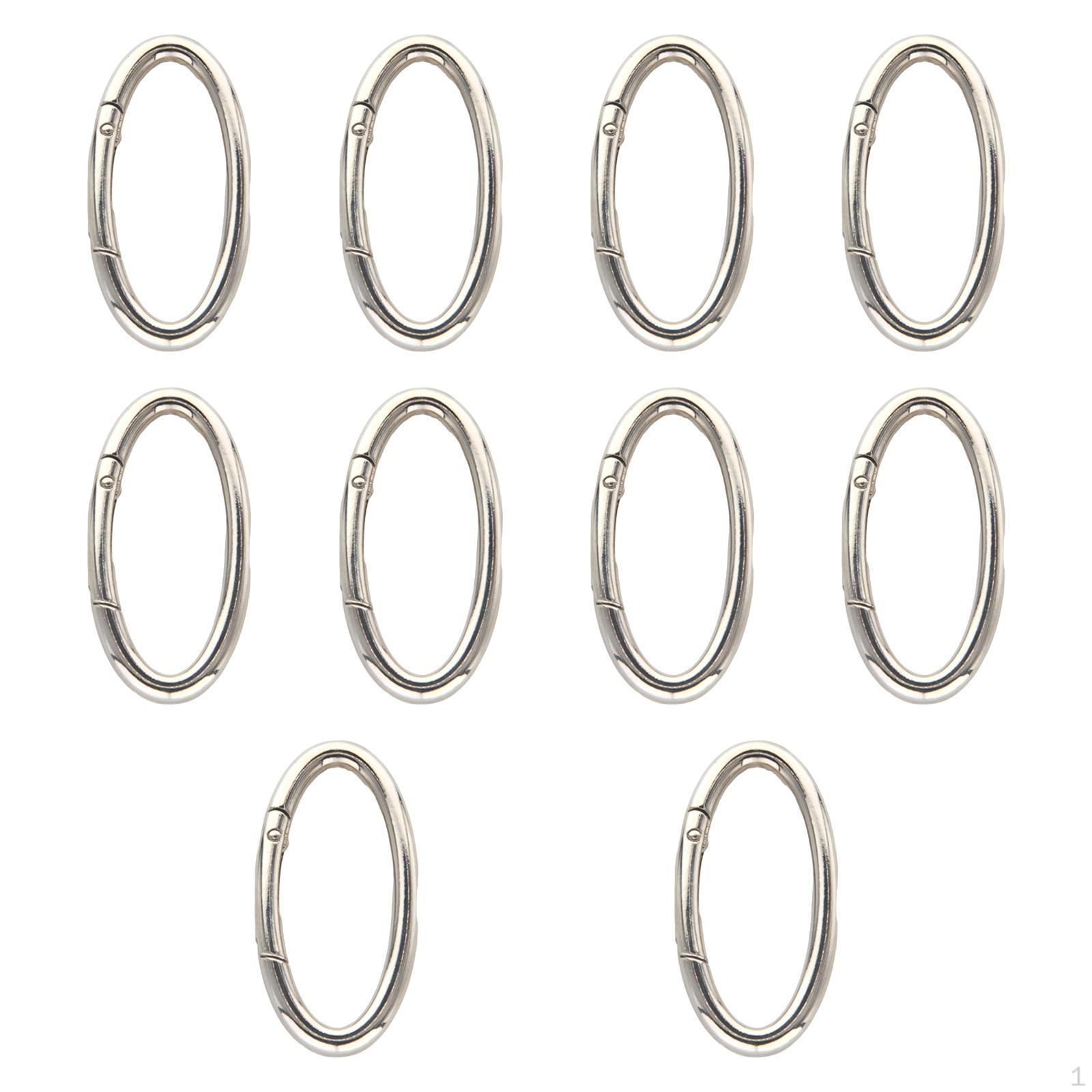 

10 шт. овальных пружинных карабинов для брелоков и поделок серебряный