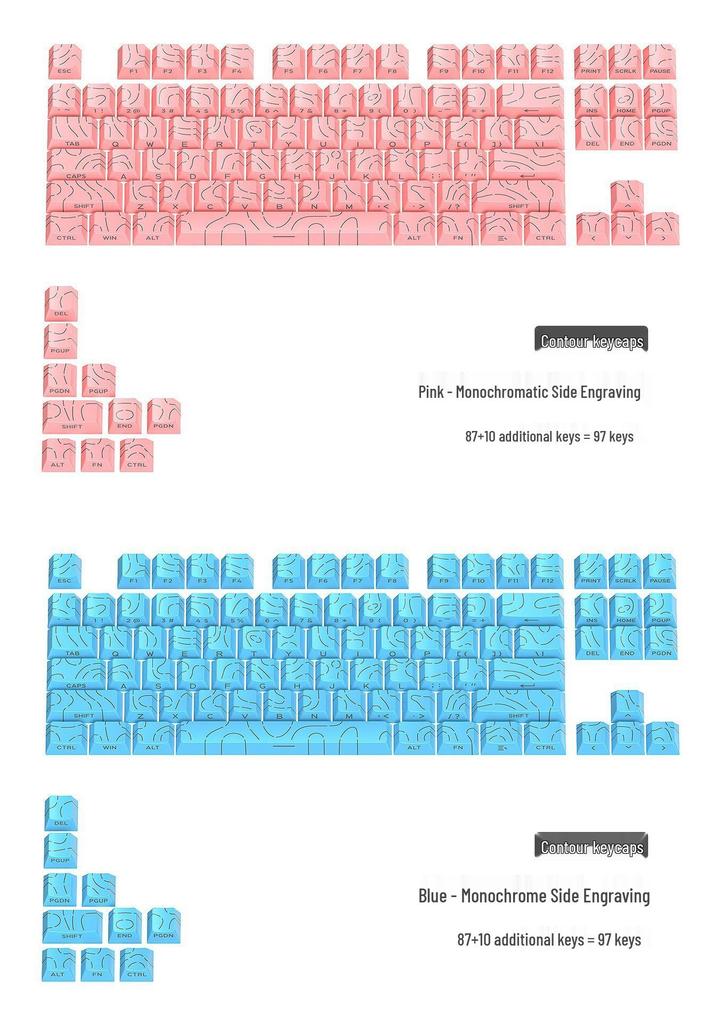 Contour 4.0 Translucent Side-Engraved Gradient Personality Keycaps for Magnetic and Mechanical Switch Keyboards.