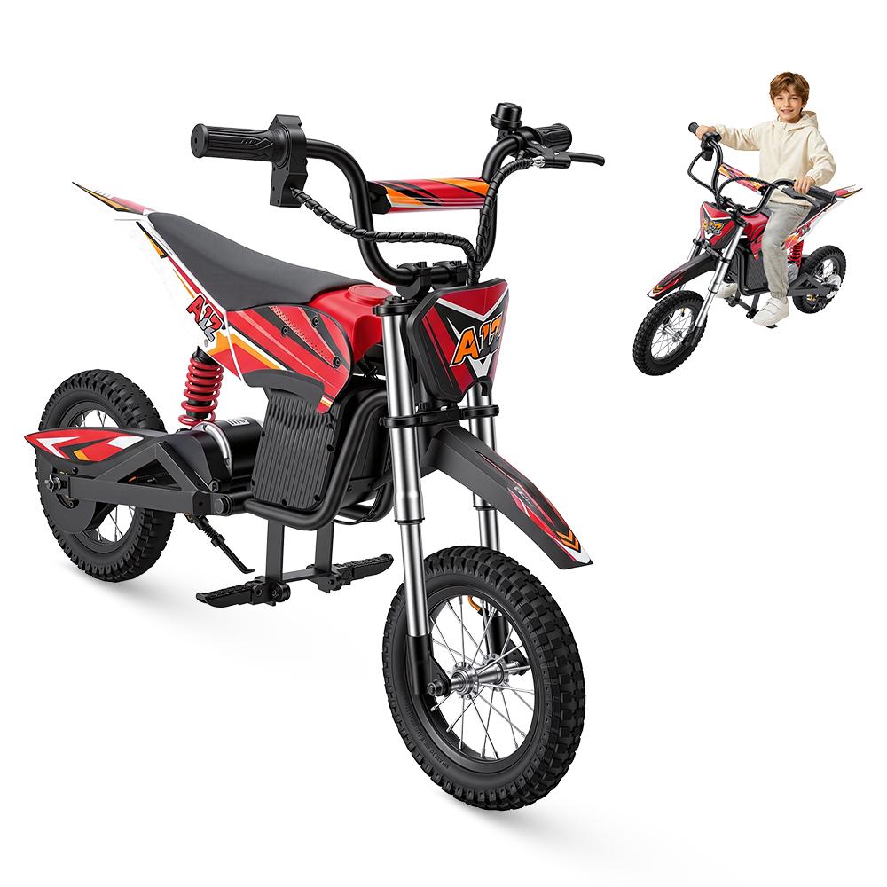 Trotinetă Electrică A12 pentru Copii 350W 4.5Ah Roți de 12'' Suspensie Față și Spate 3 Viteze 8-25KM/H Autonomie 19-22KM Trotinetă Electrică pentru Copii