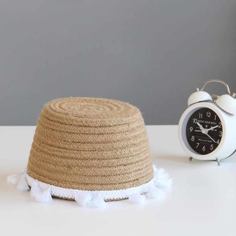 Retro Cotton Rope Tassel Storage Basket Household Woven Storage Basket