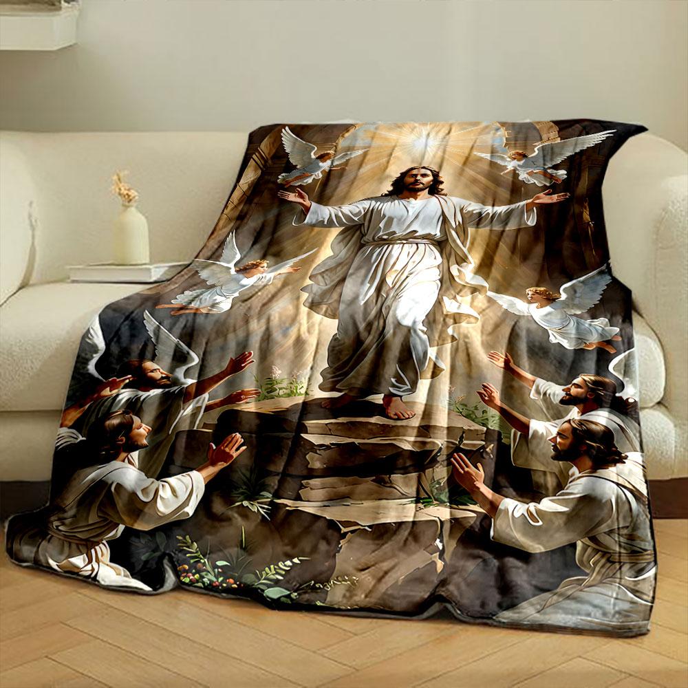 Jesus Angels Followers Blanket Printed Blanket for Living Room Bed Couch lunch break Soft Cozy Blanket for Friend's festival Gift